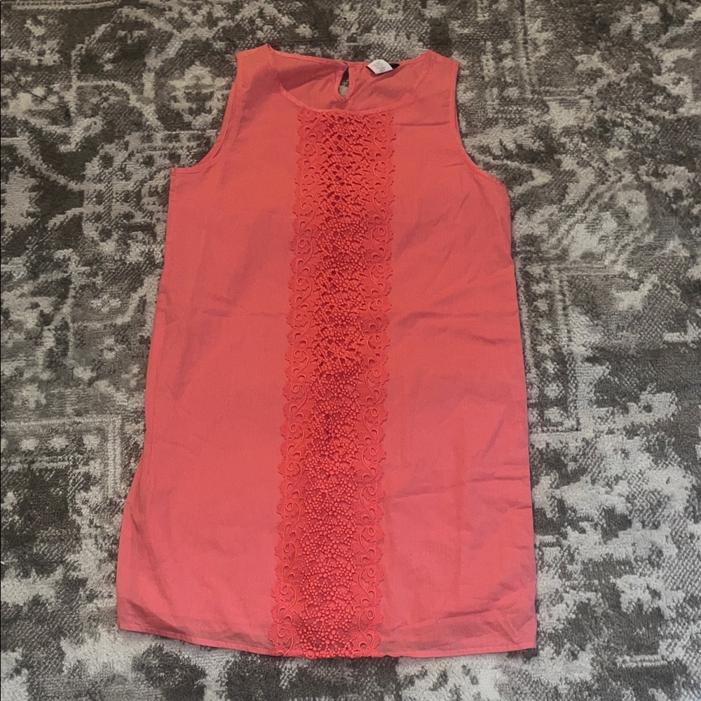 J. Crew Coral Lace Panel Midi Dress